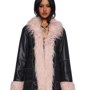 Stylish Black and Pink Women's Coat